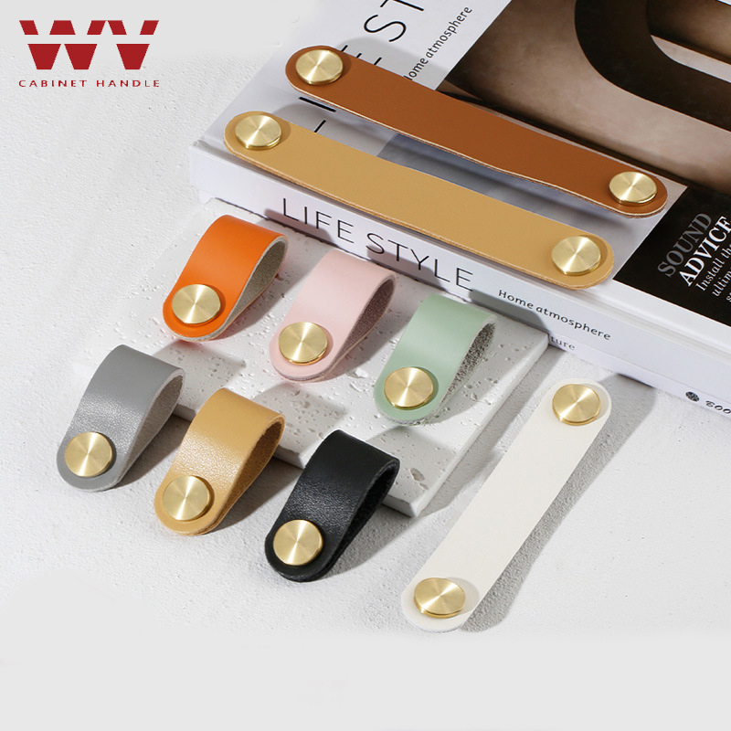 Furniture Rotating Hardware - WV Cowhide Leather Cabinet Handles Furniture